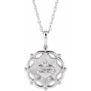 Sterling Silver Sacred Heart 18" Necklace - BN & CO JEWELRY