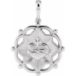 Sterling Silver Sacred Heart Pendant - BN & CO JEWELRY
