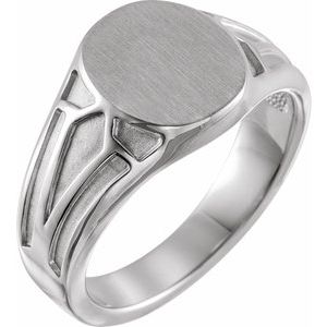 Sterling Silver 13x10.5 mm Geometric Signet Ring - BN & CO JEWELRY