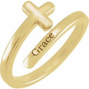 14K Yellow Engravable Sideways Cross Ring - BN & CO JEWELRY