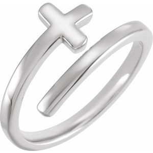 14K White Engravable Sideways Cross Ring - BN & CO JEWELRY