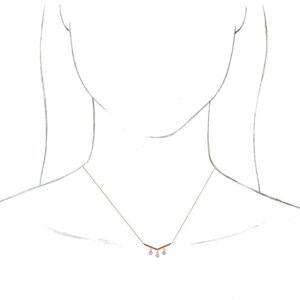 14K Rose 1/3 CTW Natural Diamond V Bar 18" Necklace - BN & CO JEWELRY
