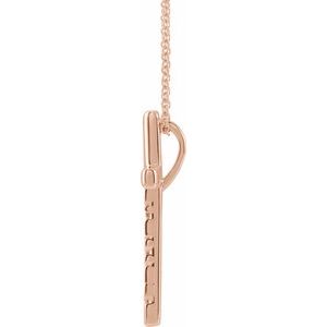 14K Rose 25x15.05 mm Blessed Cross 16-18" Necklace - BN & CO JEWELRY