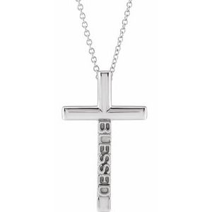 Sterling Silver 25x15.05 mm Blessed Cross 16-18" Necklace - BN & CO JEWELRY