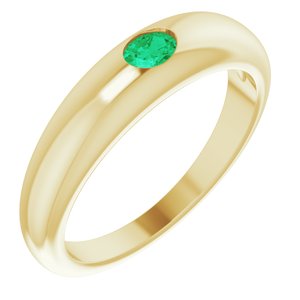 14K Yellow Natural Emerald Dome Ring - BN & CO JEWELRY