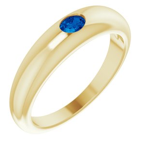 14K Yellow Natural Blue Sapphire Dome Ring - BN & CO JEWELRY