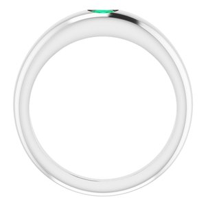 14K White Natural Emerald Dome Ring - BN & CO JEWELRY