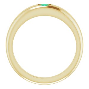 14K Yellow Natural Emerald Dome Ring - BN & CO JEWELRY