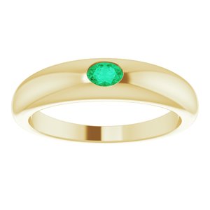 14K Yellow Natural Emerald Dome Ring - BN & CO JEWELRY
