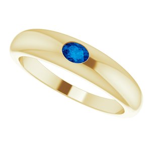 14K Yellow Natural Blue Sapphire Dome Ring - BN & CO JEWELRY