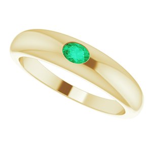 14K Yellow Natural Emerald Dome Ring - BN & CO JEWELRY