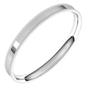 14K White 2 mm Milgrain Flat Comfort Fit Band Size 7 - BN & CO JEWELRY