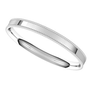 14K White 2 mm Milgrain Flat Comfort Fit Band Size 7 - BN & CO JEWELRY