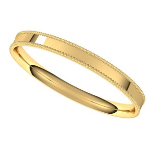 14K Yellow 2 mm Milgrain Flat Comfort Fit Band Size 6 - BN & CO JEWELRY