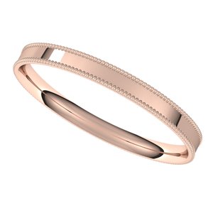 14K Rose 2 mm Milgrain Flat Comfort Fit Band Size 5.5 - BN & CO JEWELRY