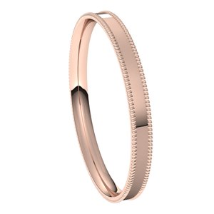 14K Rose 2 mm Milgrain Flat Comfort Fit Band Size 5.5 - BN & CO JEWELRY