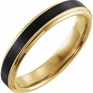 18K Yellow Gold PVD & Black PVD Tungsten 4 mm Size 10 Band with Satin Finish - BN & CO JEWELRY