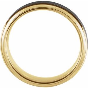 18K Yellow Gold PVD & Black PVD Tungsten 4 mm Size 7.5 Band with Satin Finish - BN & CO JEWELRY