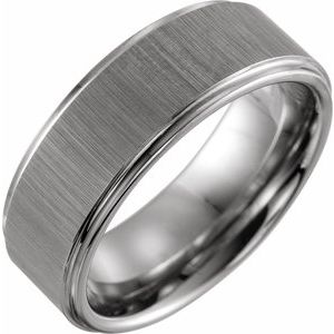 Tungsten 8 mm Rounded Edge Size 12.5 Band with Stone Finish - BN & CO JEWELRY