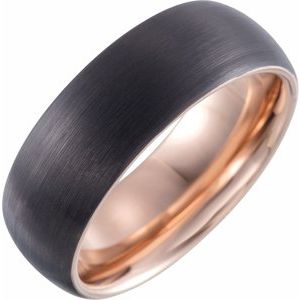 18K Rose Gold PVD & Black PVD Tungsten 8 mm Half Round Size 7 Band - BN & CO JEWELRY