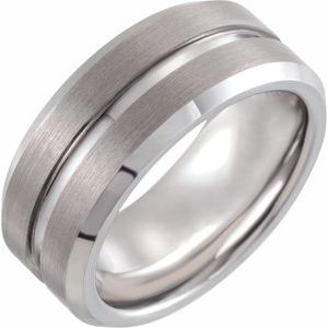 Tungsten 8 mm Grooved Size 6 Band with Satin Finish - BN & CO JEWELRY