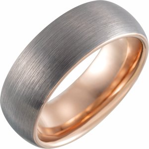 18K Rose Gold PVD Tungsten 8 mm Half Round Size 13 Band With Satin Finish - BN & CO JEWELRY