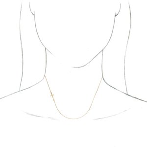 14K Yellow Off-Center Sideways Cross 16" Necklace - BN & CO JEWELRY