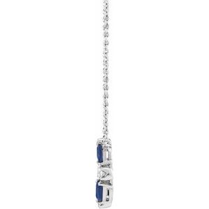 14K White Natural Blue Sapphire & 1/10 CTW Natural Diamond Circle 18" Necklace - BN & CO JEWELRY