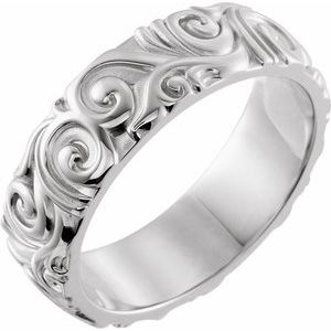 14K White 6 mm Sculptural Band Size 11 - BN & CO JEWELRY