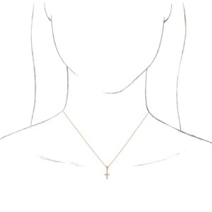 14K Rose .03 CTW Natural Diamond Petite Vintage-Inspired 16-18" Cross Necklace - BN & CO JEWELRY