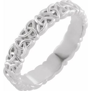 14K White 4 mm Celtic-Inspired Band Size 8 - BN & CO JEWELRY