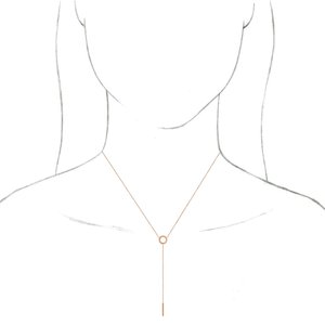 14K Rose Circle & Bar "Y" 16-18" Necklace - BN & CO JEWELRY