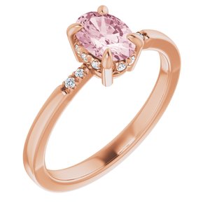 14K Rose Natural Morganite & .06 CTW Natural Diamond French-Set Ring - BN & CO JEWELRY