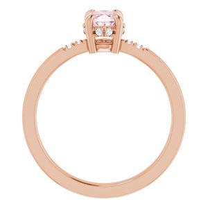 14K Rose Natural Morganite & .06 CTW Natural Diamond French-Set Ring - BN & CO JEWELRY