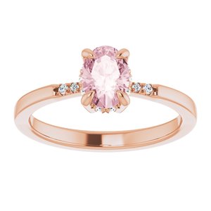 14K Rose Natural Morganite & .06 CTW Natural Diamond French-Set Ring - BN & CO JEWELRY