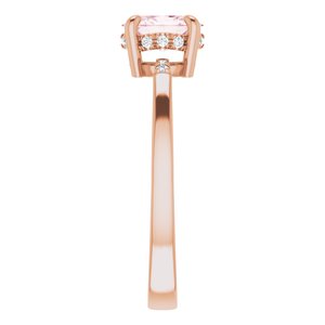 14K Rose Natural Morganite & .06 CTW Natural Diamond French-Set Ring - BN & CO JEWELRY