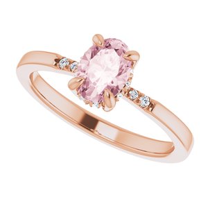 14K Rose Natural Morganite & .06 CTW Natural Diamond French-Set Ring - BN & CO JEWELRY
