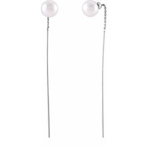 14K White Cultured White Freshwater Pearl Threader Earrings - BN & CO JEWELRY