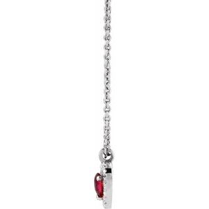 14K White Ruby & .06 CTW Natural Diamond Heart 18" Necklace - BN & CO JEWELRY