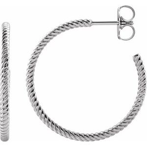 Platinum 25 mm Rope Hoop Earrings - BN & CO JEWELRY