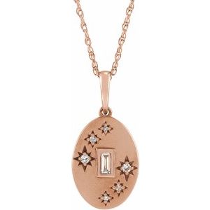 14K Rose .07 CTW Natural Diamond Celestial 16-18" Necklace - BN & CO JEWELRY