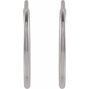 14K White 15 mm Flexible Endless Huggie Earrings - BN & CO JEWELRY