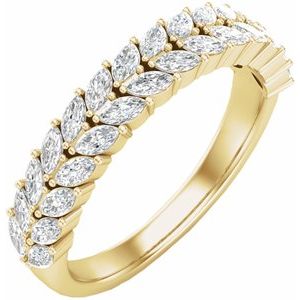 14K Yellow 7/8 CTW Natural Diamond Double Row Anniversary Band - BN & CO JEWELRY