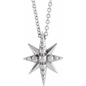 Sterling Silver Beaded Starburst 16-18" Necklace - BN & CO JEWELRY