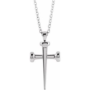 Sterling Silver Nail Cross 24" Necklace - BN & CO JEWELRY