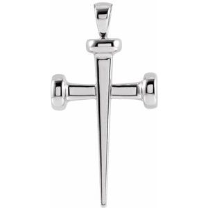 14K White 	28x14.71 mm Nail Cross Pendant - BN & CO JEWELRY