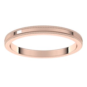 14K Rose 2 mm Milgrain Flat Band Size 7 - BN & CO JEWELRY