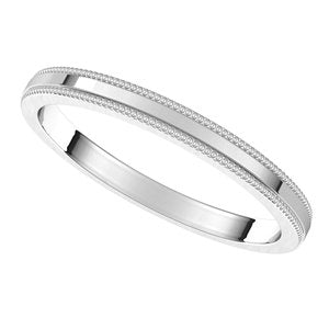 14K White 2 mm Milgrain Flat Band Size 12 - BN & CO JEWELRY
