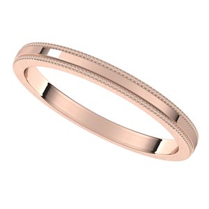 14K Rose 2 mm Milgrain Flat Band Size 7 - BN & CO JEWELRY