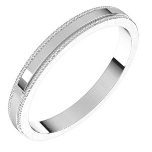 10K White 2.5 mm Milgrain Flat Band Size 6.5 - BN & CO JEWELRY